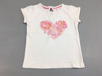 T-shirt m.c blanc coeur en bulles roses, oranges,...Petite tache