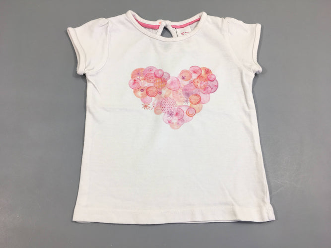 T-shirt m.c blanc coeur en bulles roses, oranges,...Petite tache, moins cher chez Petit Kiwi