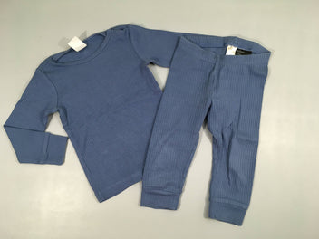 Pyjama 2pcs jersey bleu côtelé