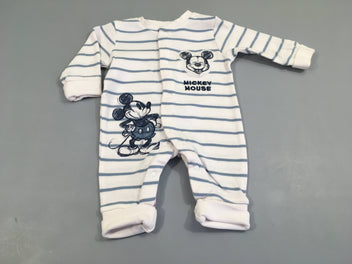 Pyjama jersey blanc rayé bleu Mickey