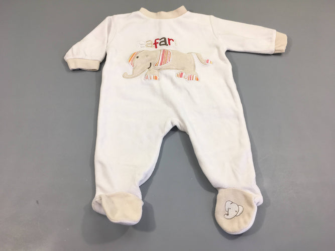 Pyjama velours blanc éléphant "Safari", moins cher chez Petit Kiwi