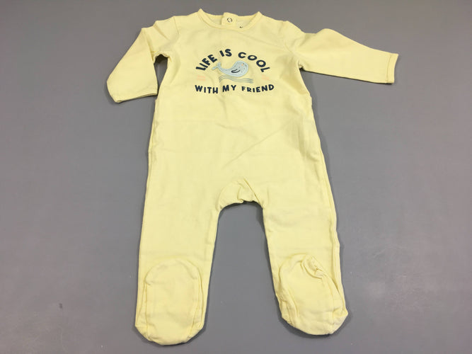 Pyjama jersey jaune dauphin "Life is cool", moins cher chez Petit Kiwi