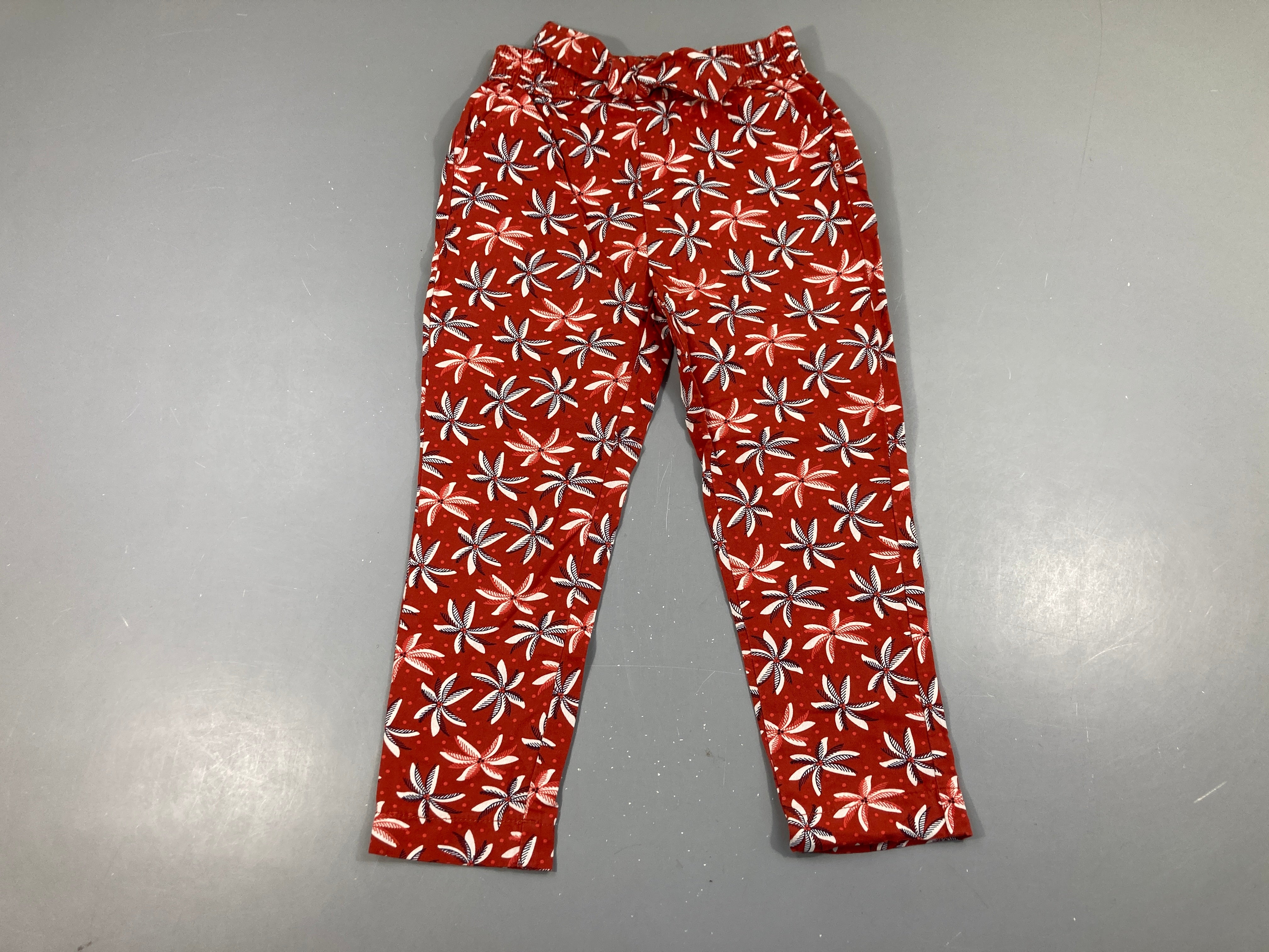 Pantalon brun palmiers blancs