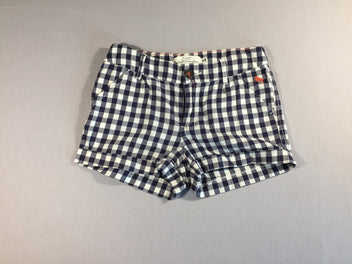 Short à carreaux bleu marine/blanc - effet à revers