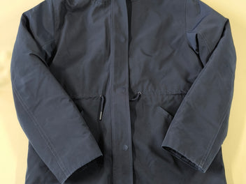 Manteau 2en1 à capuche bleu marine/ doublure amovible moutonnée blanche