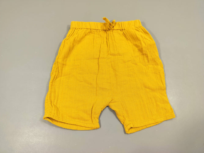 Pantalon style saroul jaune moutarde 100% coton, moins cher chez Petit Kiwi