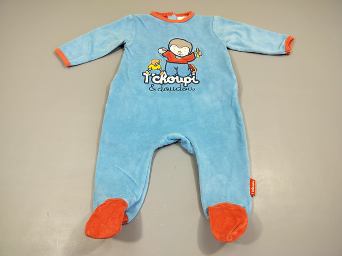 Pyjama velours bleu/ orange T'choupi & doudou, moins cher chez Petit Kiwi