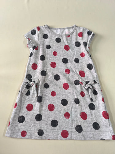 Robe m.c molleton grise pois noirs/rouges, moins cher chez Petit Kiwi