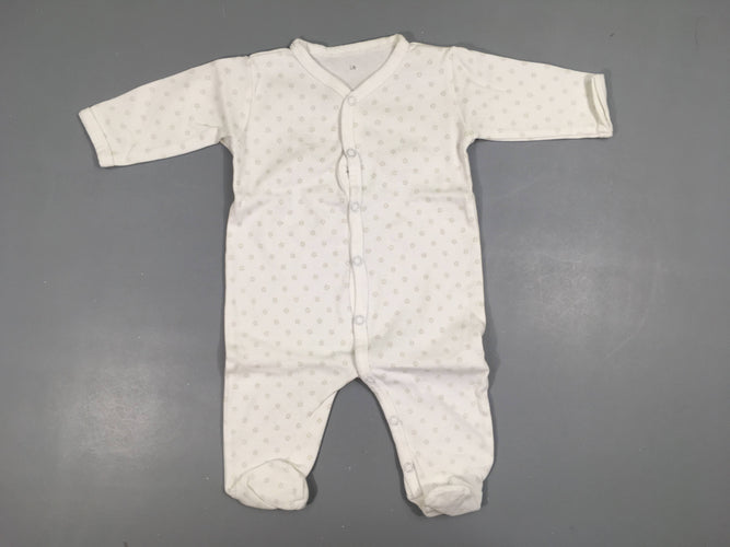 Pyjama jersey blanc étoiles beiges, moins cher chez Petit Kiwi