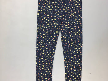 Legging bleu foncé fleuri jaune