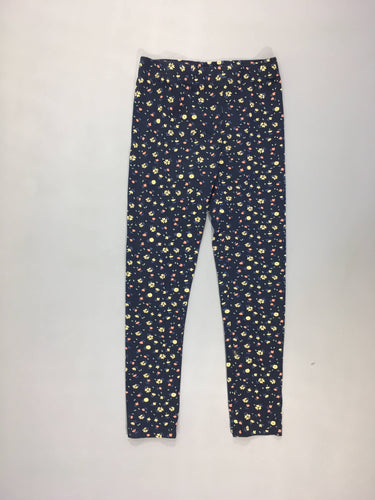 Legging bleu foncé fleuri jaune, moins cher chez Petit Kiwi