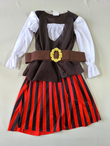 Déguisement robe m.l de pirate blanche/brune/rouge/noire + ceinture brune, moins cher chez Petit Kiwi