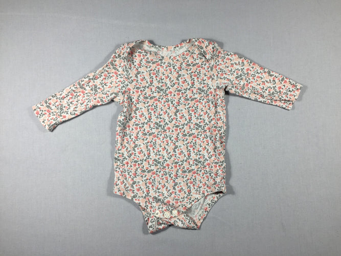 Body m.l fleuri rose/gris, moins cher chez Petit Kiwi