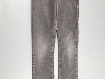 Pantalon velours côtelé gris chino Slim, genoux un peu usés