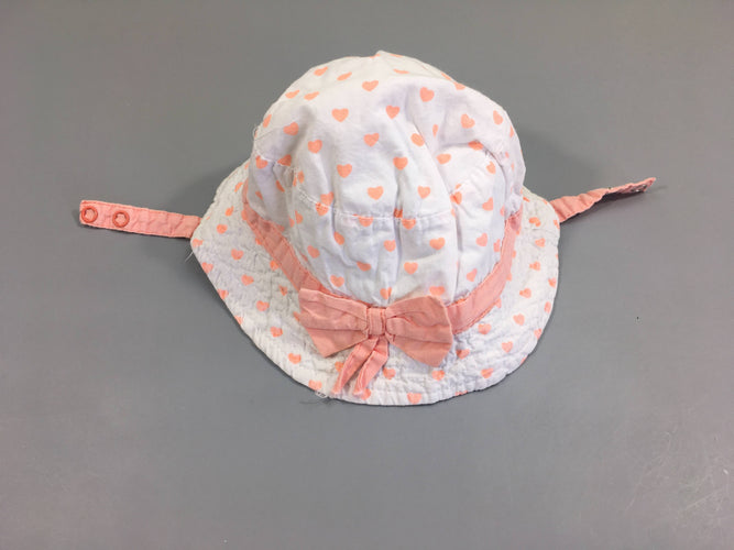 Chapeau blanc , coeurs roses -44 cm  9-12m, moins cher chez Petit Kiwi