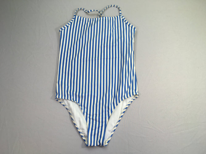 Maillot ligné blanc/bleu, moins cher chez Petit Kiwi