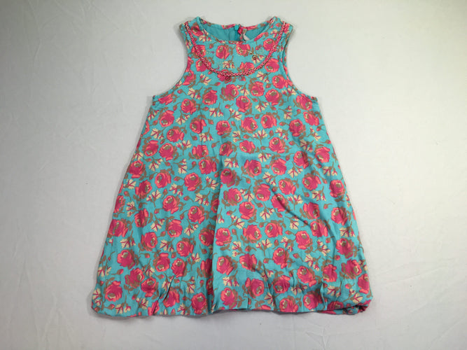 Robe boule s.m bleu fleurs roses, moins cher chez Petit Kiwi