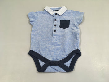 Body m.c polo bleu chiné, poche bleu marine