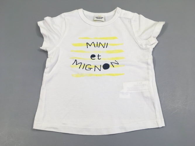 T-shirt m.c blanc "Mini et mignon", moins cher chez Petit Kiwi