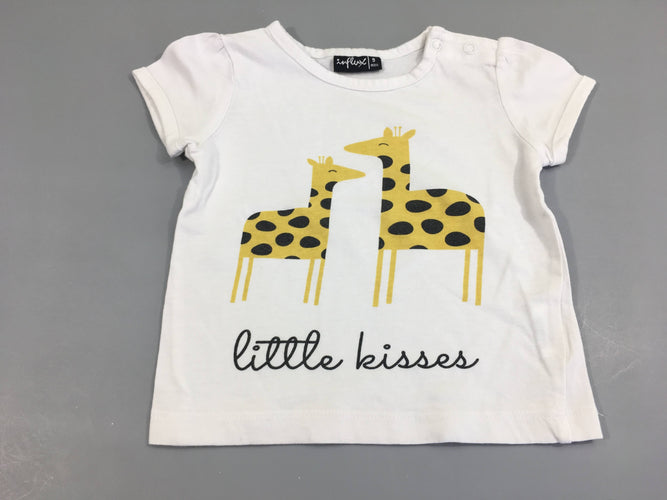 T-shirt m.c blanc girafes, moins cher chez Petit Kiwi