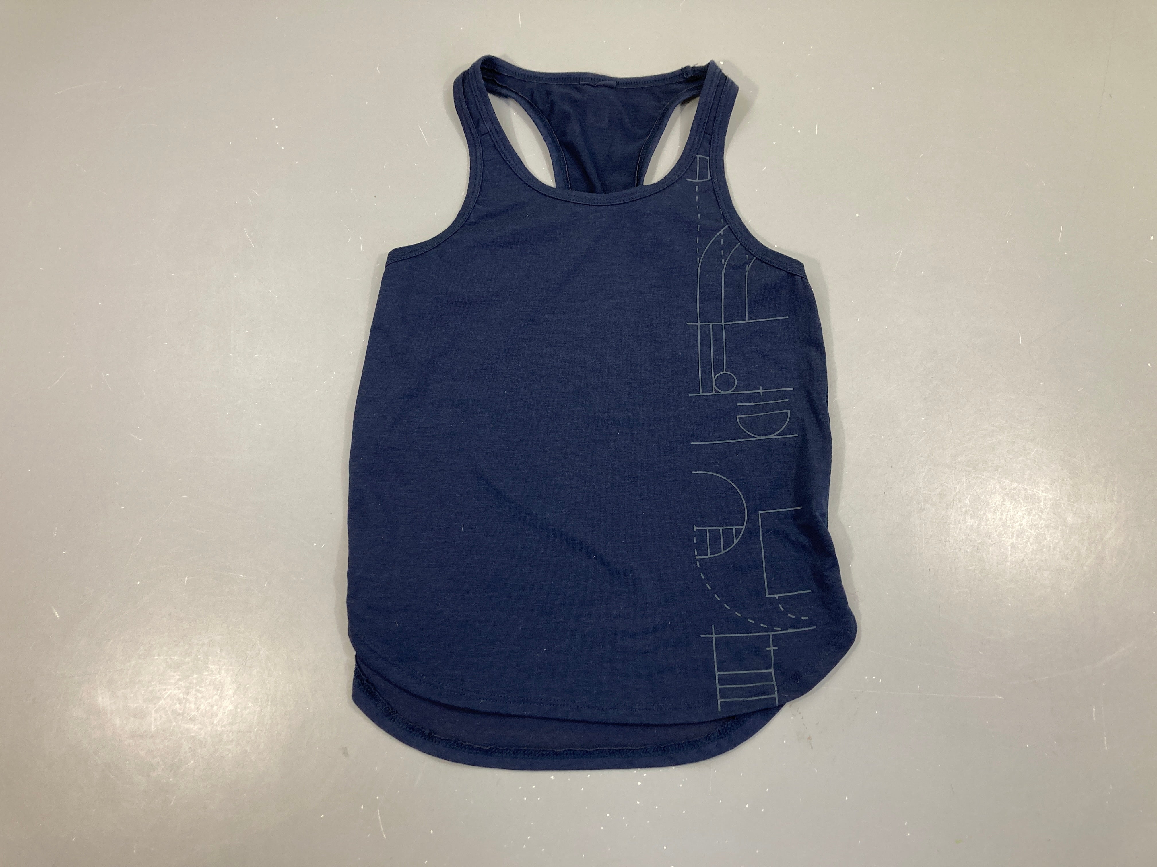 Débardeur de sport bleu foncé flammé Taille estimée