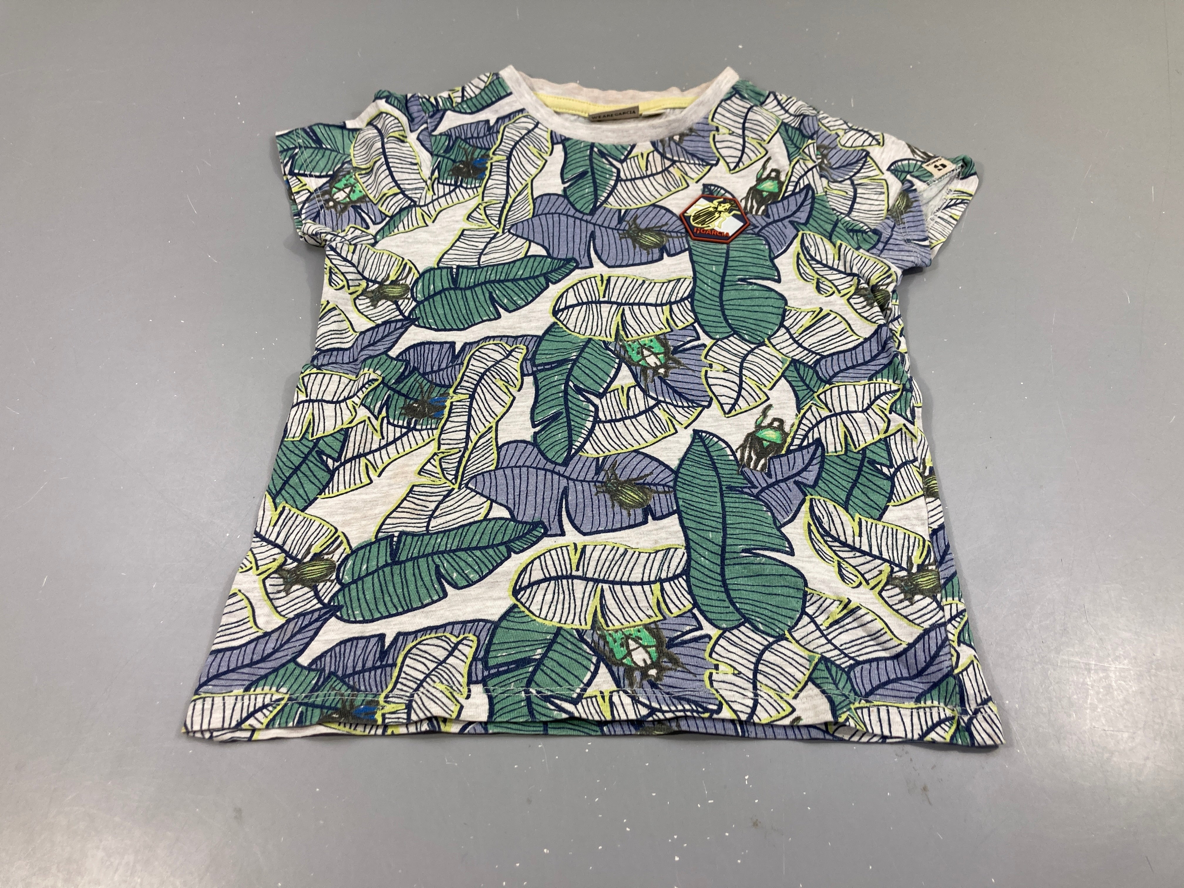 T-shirt m.c gris feuillage bleu-vert Scarabé