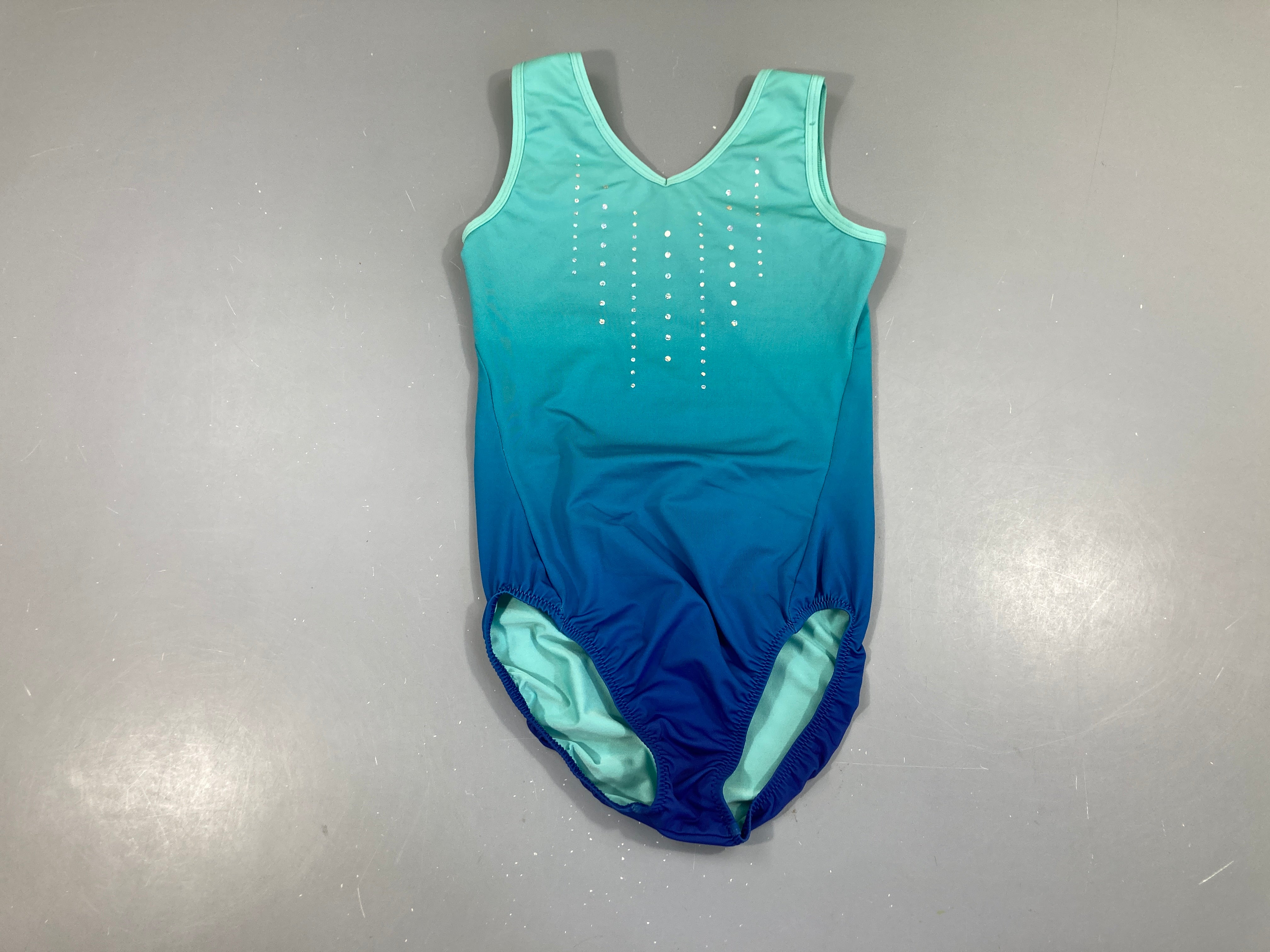 Maillot de Gym turquoise-bleu pois argenté
