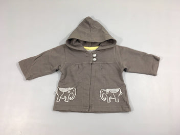 Gilet molleton brun éléphants à capuche