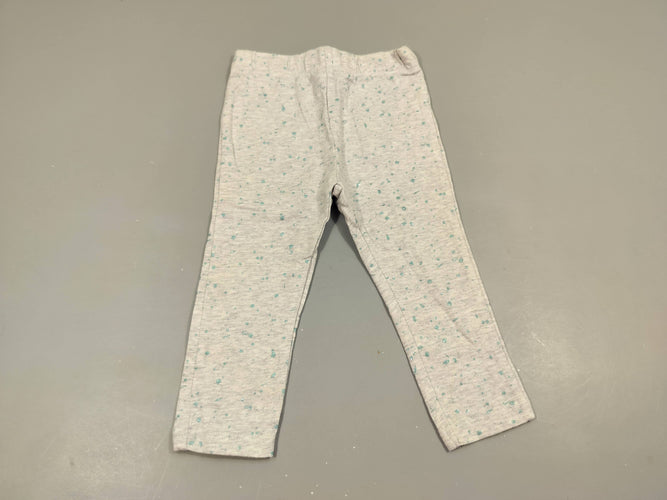 Legging gris flammé ,pois bleus pailletés 96% coton 4% élasthanne, moins cher chez Petit Kiwi