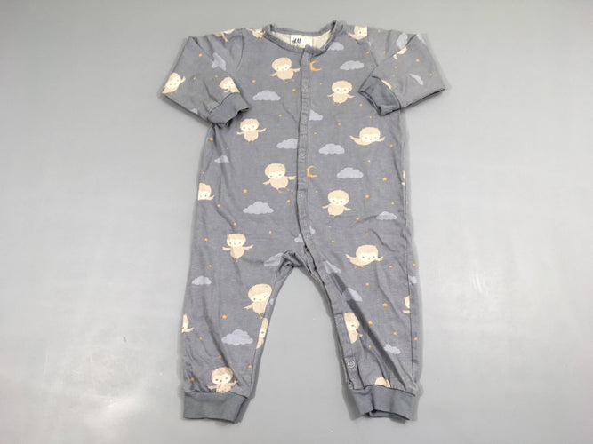 Combinaison jersey bleu flammé hibou nuages, moins cher chez Petit Kiwi