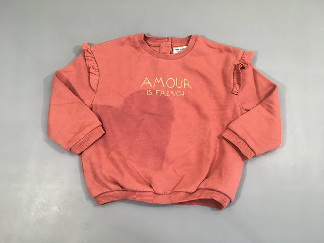 Sweat rose froufrous Amour, moins cher chez Petit Kiwi