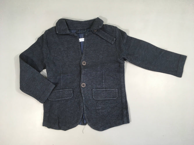 Veste blazer molleton bleu chiné, moins cher chez Petit Kiwi