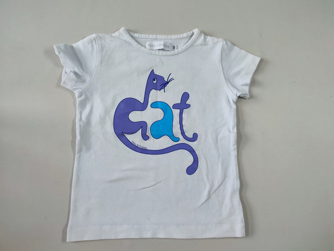 T-shirt m.c blanc "Cat", moins cher chez Petit Kiwi