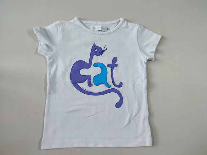 T-shirt m.c blanc "Cat", moins cher chez Petit Kiwi