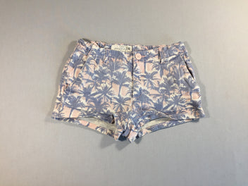 Short rose clair + palmiers bleus - taille élastique réglable