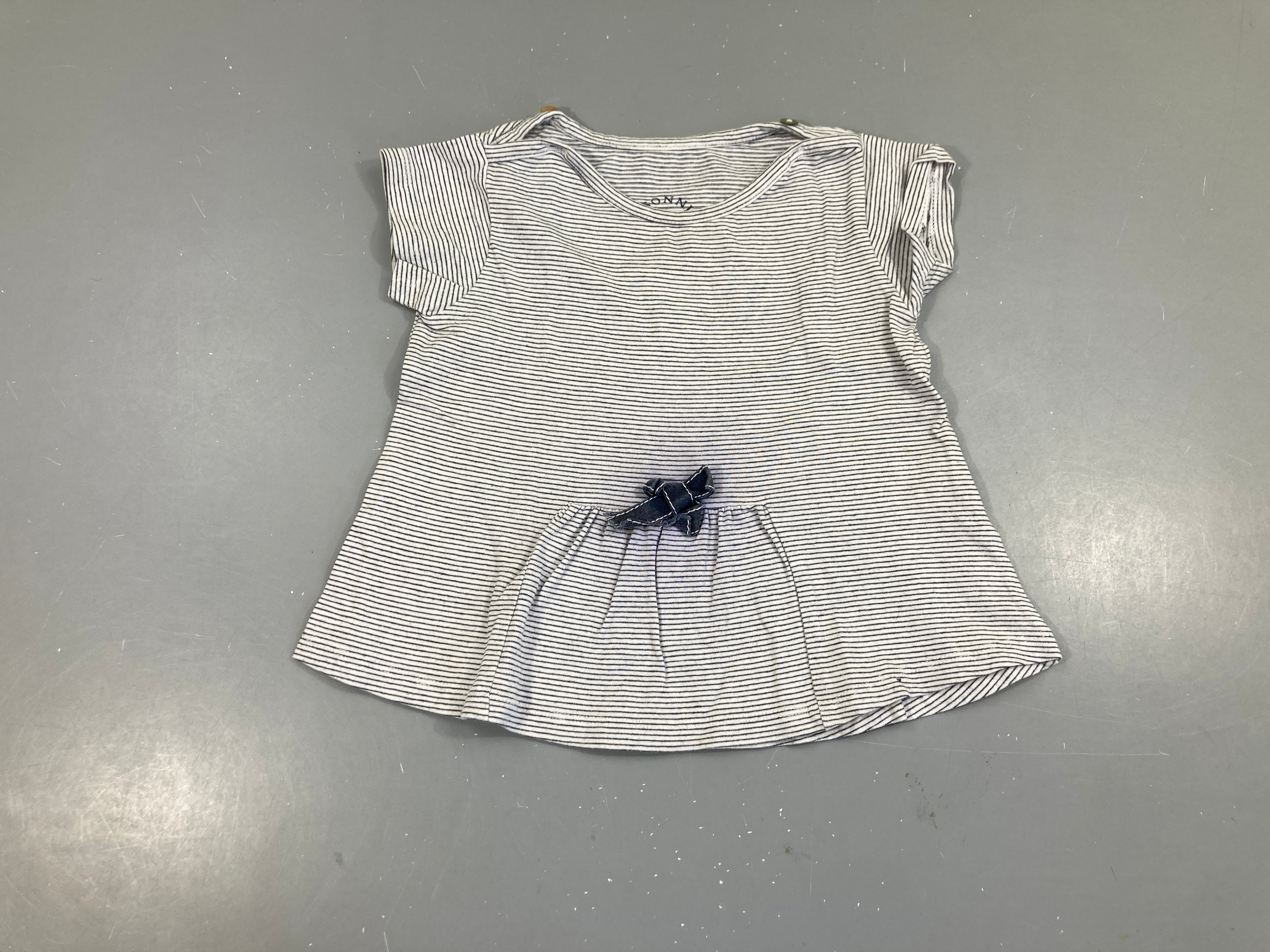 T-shirt m.c gris rayé bleu noeud