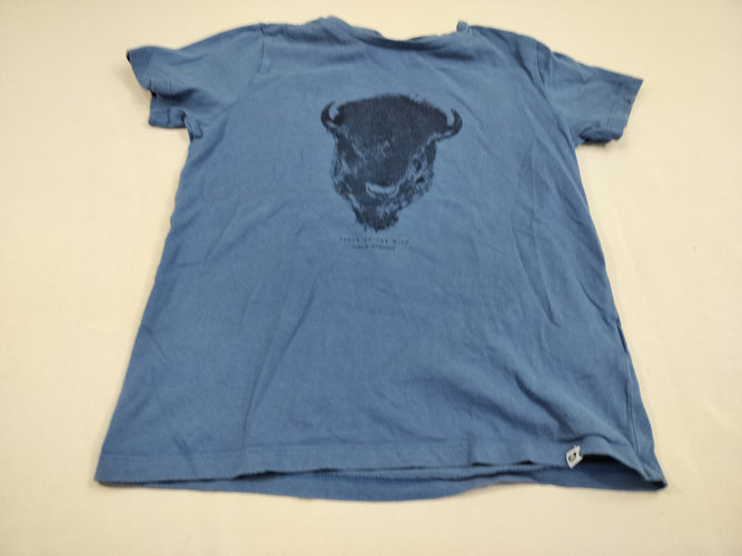 T-shirt m.c bleu, tête de bison, moins cher chez Petit Kiwi