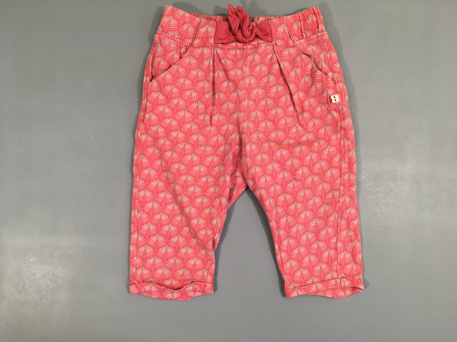 Pantalon jersey rose feuilles, moins cher chez Petit Kiwi