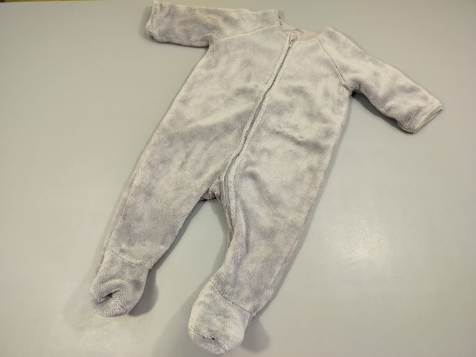 Pyjama velours gris extérieur 100% polyester, doublure 100% coton, moins cher chez Petit Kiwi