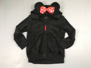 Sweat zippé à capuche velours noir Minnie