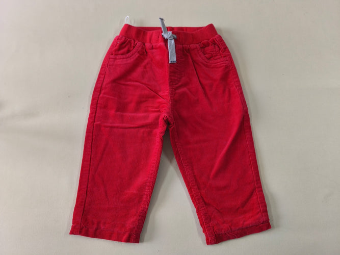 Pantalon velours côtelé rouge taille élastique doublé jersey, moins cher chez Petit Kiwi