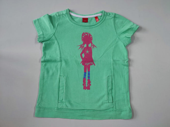 T-shirt m.c vert silouhette fille rose, moins cher chez Petit Kiwi