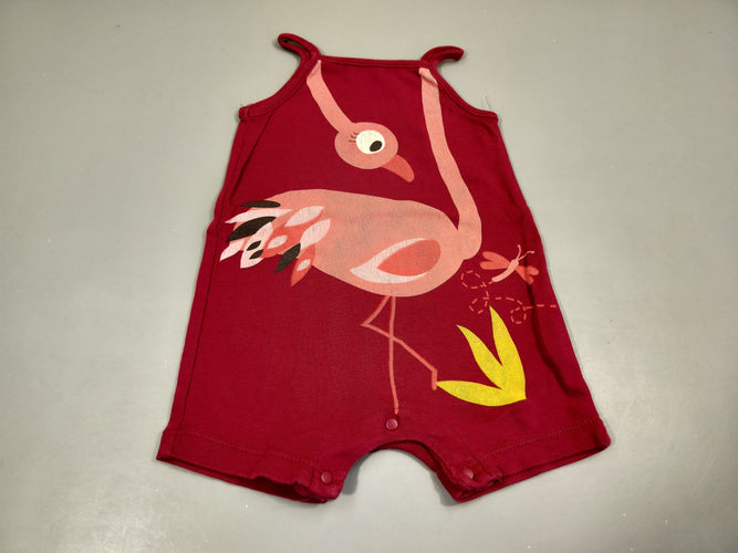 Combishort rose, flamand rose 100% coton, moins cher chez Petit Kiwi