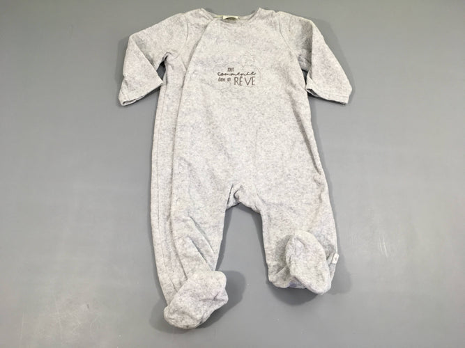 Pyjama velours gris chiné rêve, moins cher chez Petit Kiwi