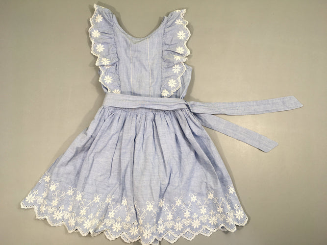 Robe s.m bleu clair dentelle broderies, moins cher chez Petit Kiwi