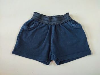 Short molleton bleu marine taille élastique plissée