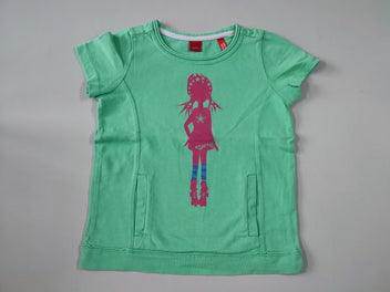 T-shirt m.c vert silouhette fille rose