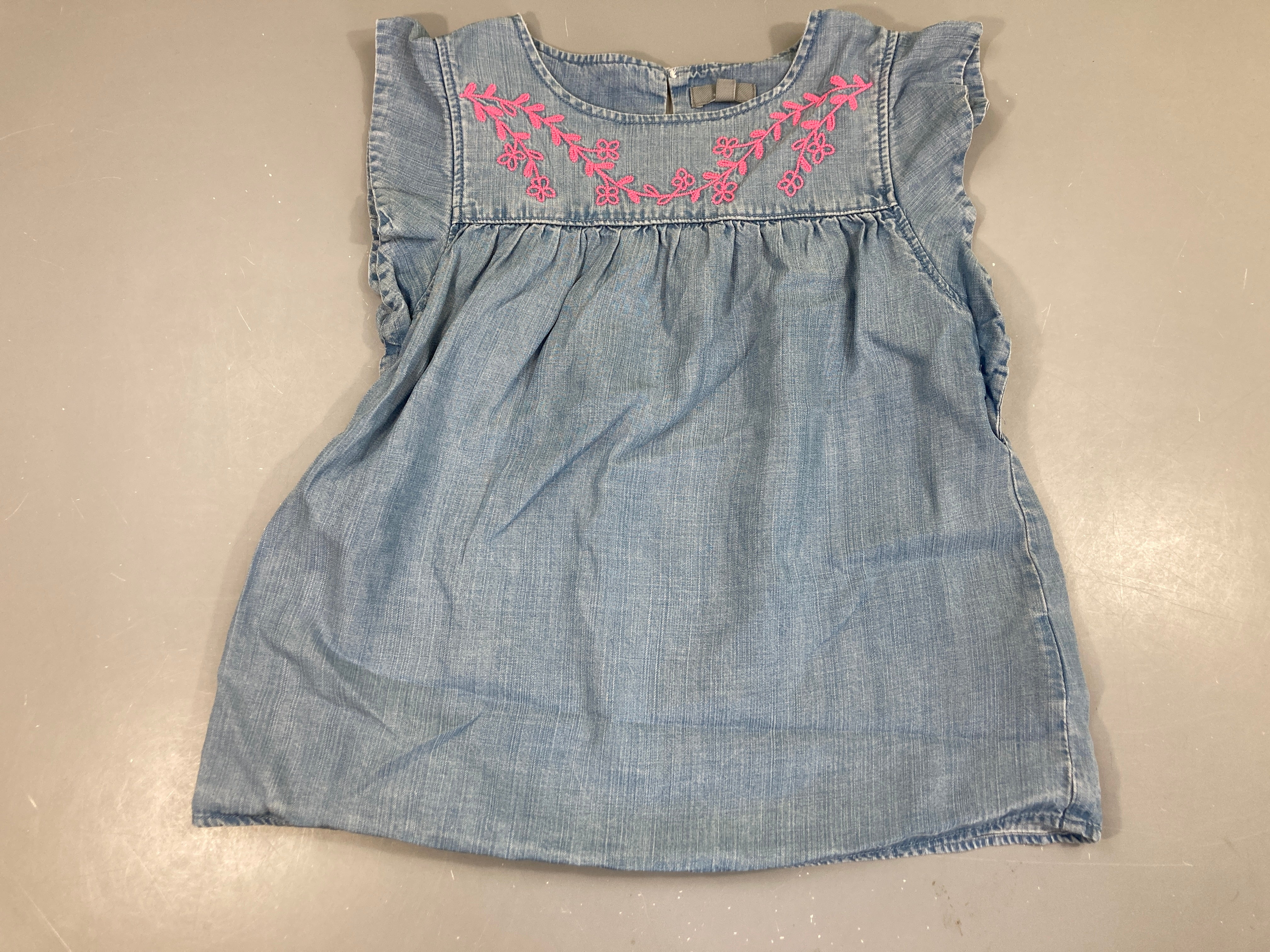 Blouse denim m.c broderie rose