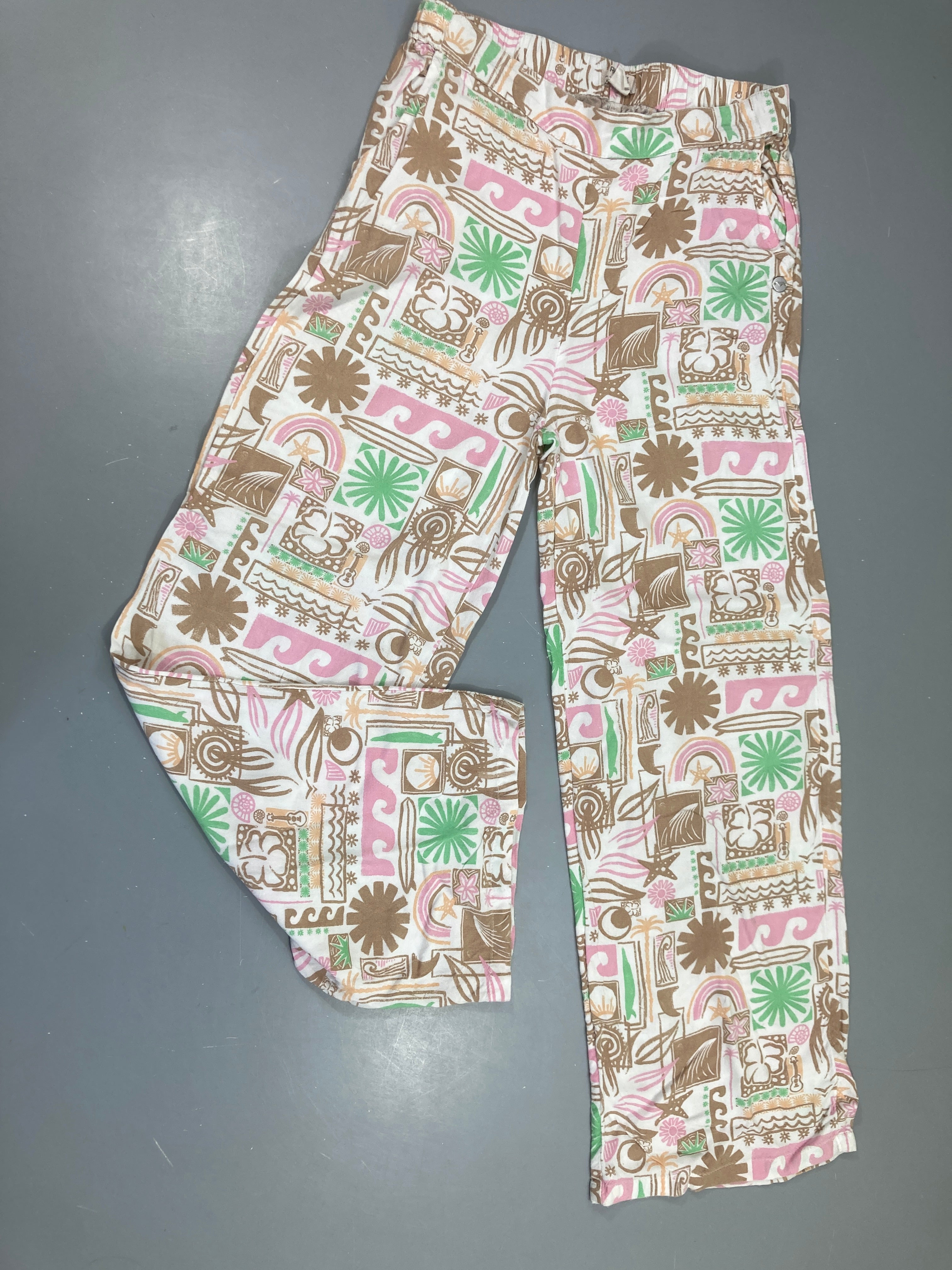 Pantalon léger blanc motifs brun un peu délavé