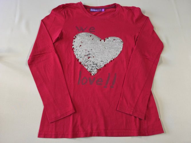 T-shirt m.l rouge coeur sequins réversibles, moins cher chez Petit Kiwi